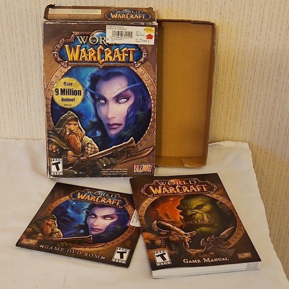 World of WarCraft Original Big Box PC Windows Mac Game Blizzard 2004 Complete